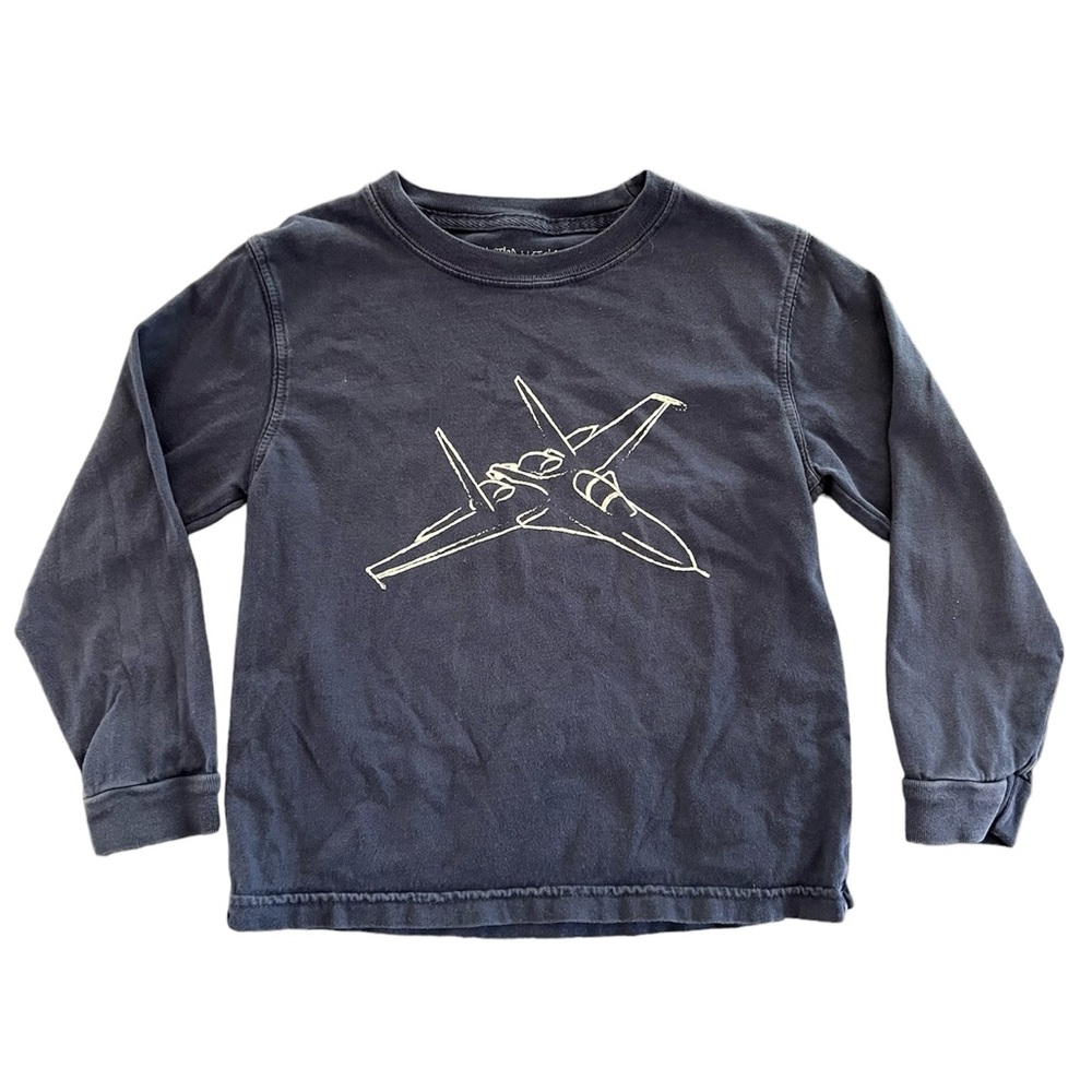 Mustard & Ketchup Kids Blue Navy Long Sleeve Fighter Jet Boys Size XS 3/4 Boys